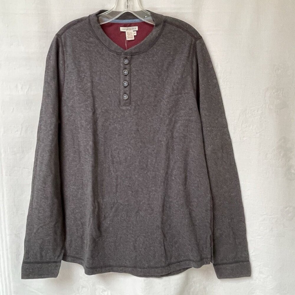 Carbon 2 Cobalt Sweater Mens Medium Brown Cotton Henley Casual Shirt Cozy Travel